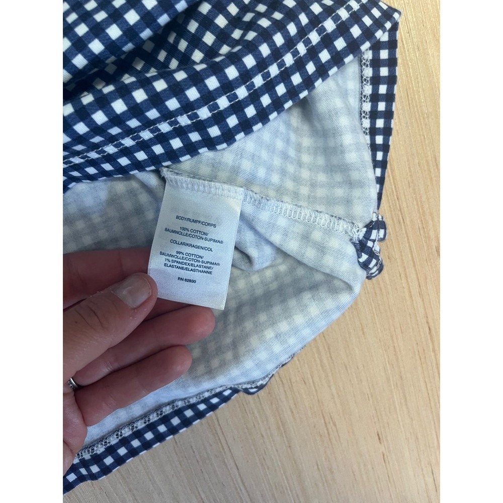 Lands End Womens Navy Blue Gingham Supima Cotton Short Sleeve Polo Shirt Small - Picture 7 of 7